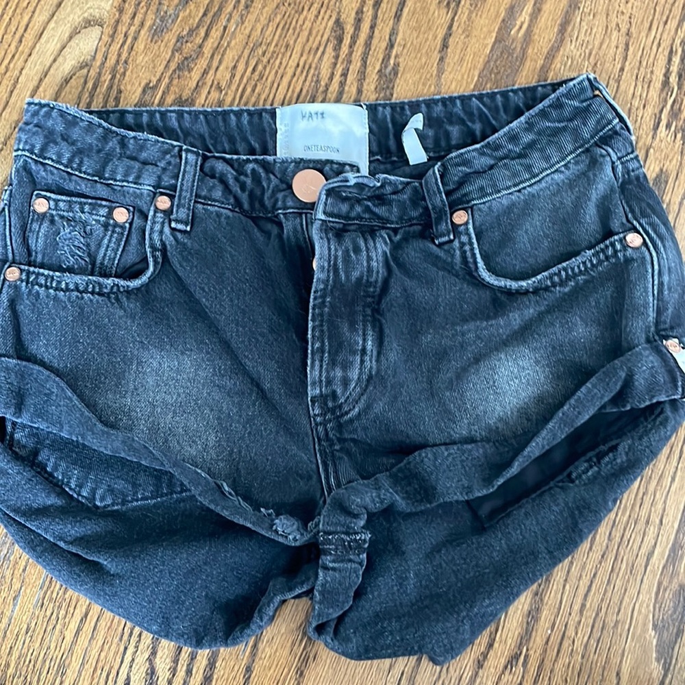 One Teaspoon Black Washed Denim Shorts